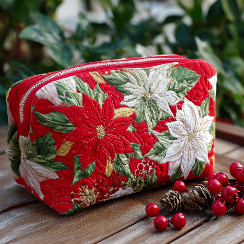 Merel - Gewattete Kulturtasche Gesticktes Blumenmotiv