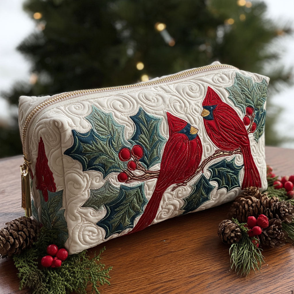 Lieze - Gewattete Kulturtasche Rotes Quiltmuster