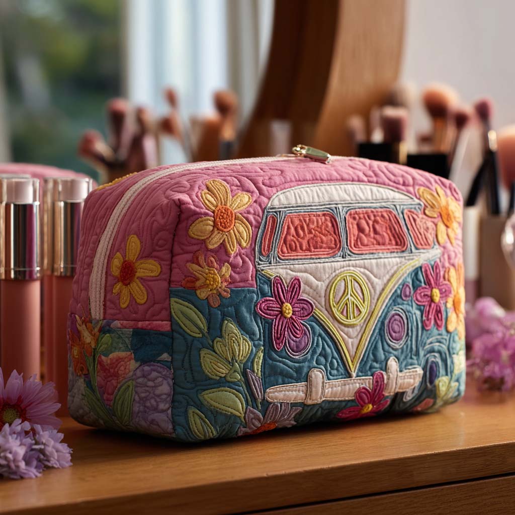 Amber - Gewattete Kulturtasche Retro Blumenreise
