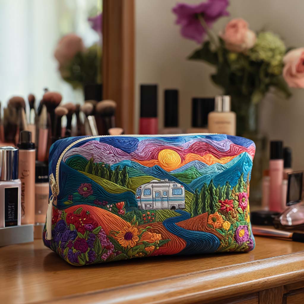Vera - Gewattete Kulturtasche Design im Retro-Reisemotiv