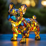 Strahlende Bulldogge aus Bleiglas