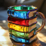 Handgemachte Farbige Tasse mit Bibliotheksmuster