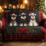 Tineke - Gewatteter Sofabezug Schnauzer Weihnachten