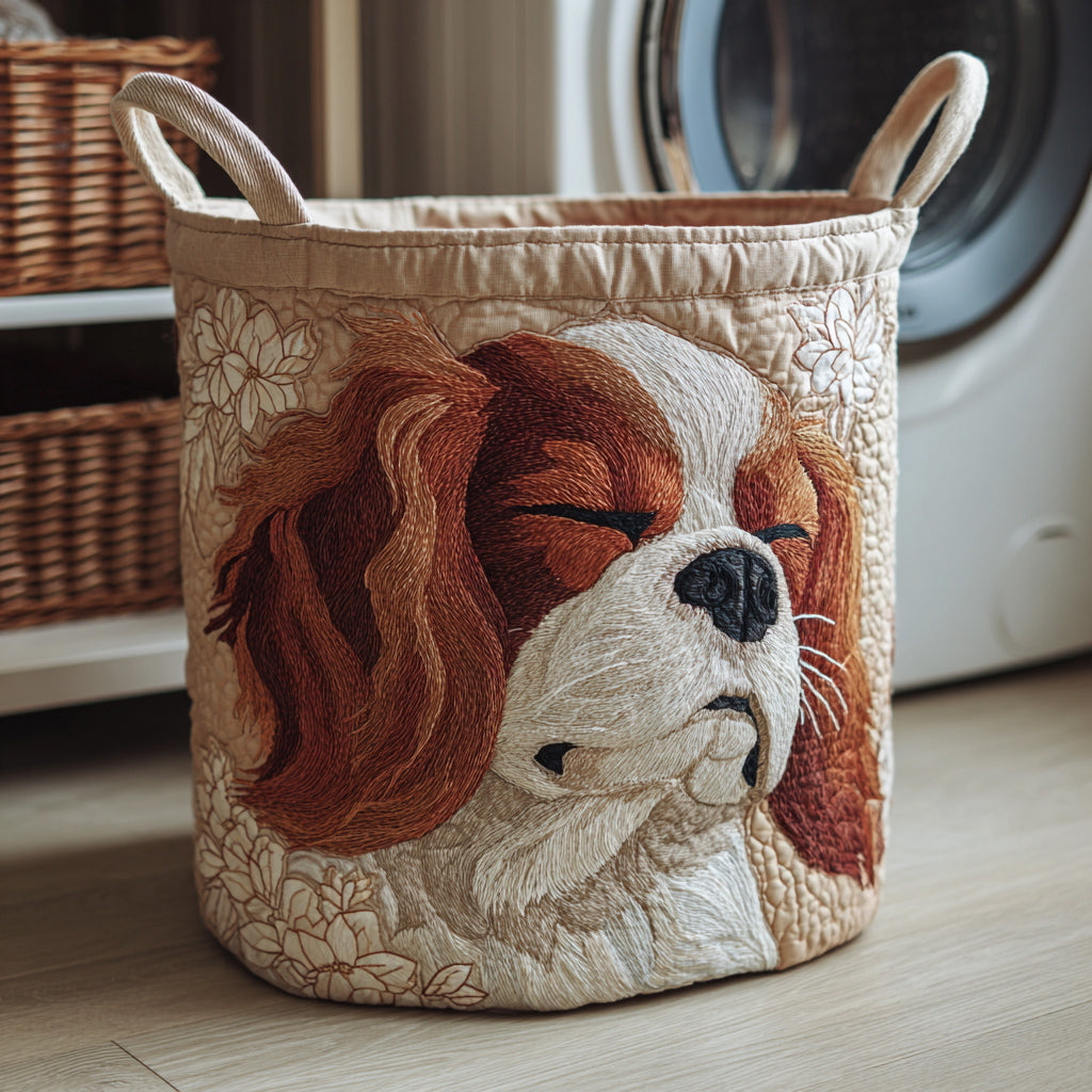 Matelassé-Wäschekorb - Cavalier King Charles