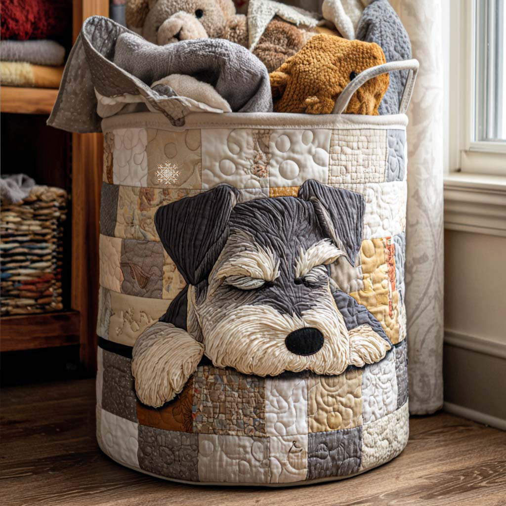 Gepolsterter Wäschekorb - Schlafender Schnauzer