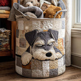 Gepolsterter Wäschekorb - Schlafender Schnauzer