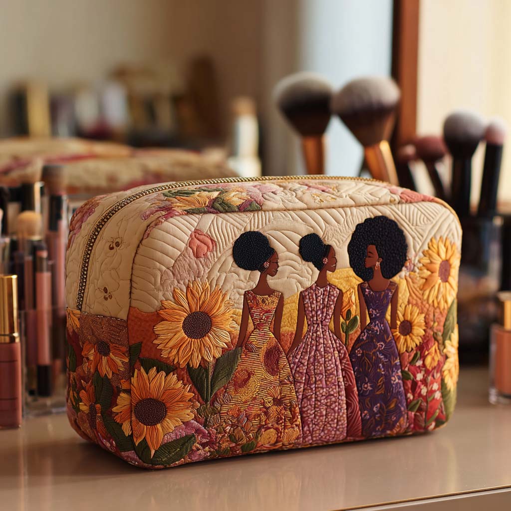 Tessa - Gewattete Kulturtasche Leuchtende Sonnenblumen