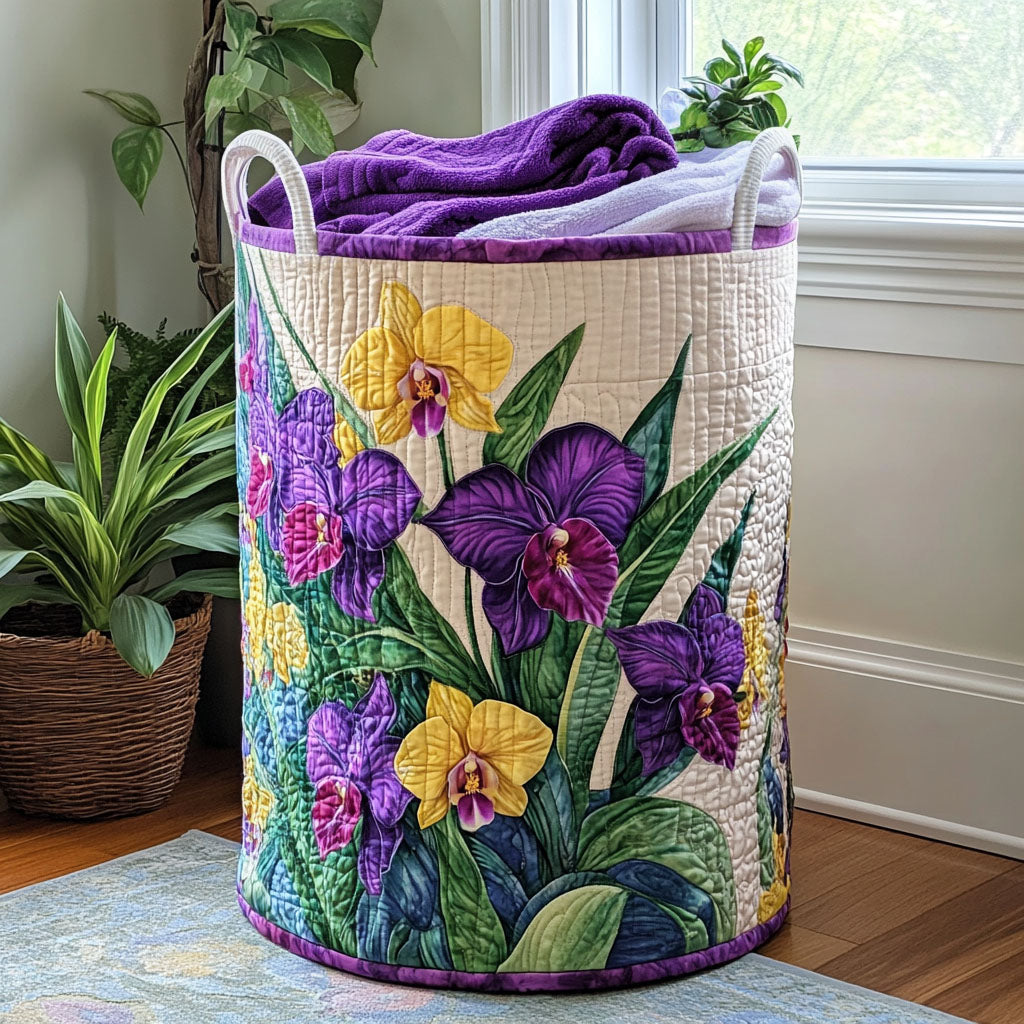 Gefütterter Wäschekorb - Sonnenuntergang mit Orchideen