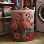 Gepolsterter Wäschekorb - Flamingos in der Sonne