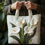 Handgefertigte gesteppte Tasche - Weisse Callas