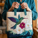 Gesteppte Tasche - Kolibri und weisse Blume