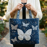 Handgefertigte Tasche - Silberner Schmetterling
