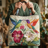 Gefütterte Tasche - Kolibri und weisse Blumen