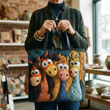 Handgefertigte Tote Bag - Verspielte Ponys