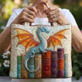 Gesteppte Tote Bag - Smaragdgrüner Drache, Hüter der Bücher