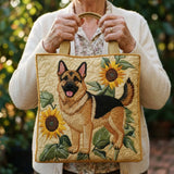 Handgefertigte Tote Bag - Deutscher Schäferhund, Blumig